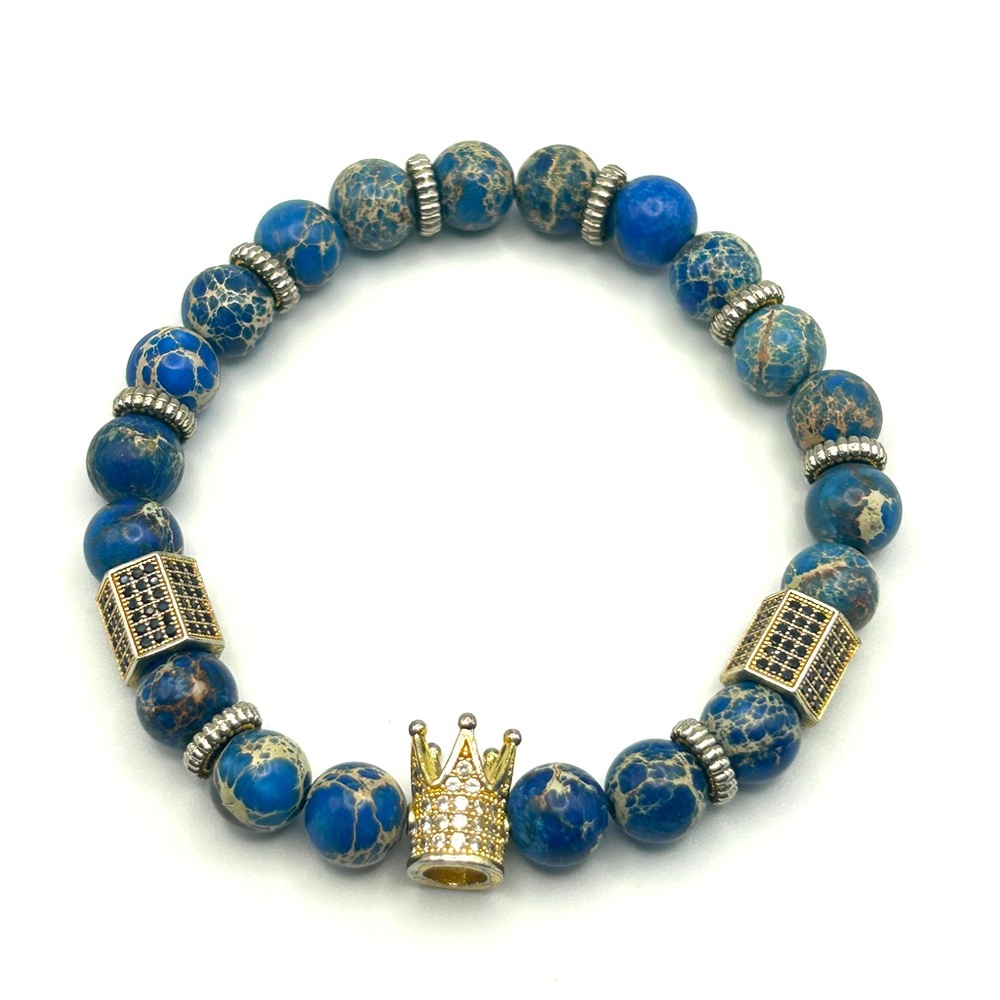 Lapis Lazuli Crown Stretch Bracelet 7-8”